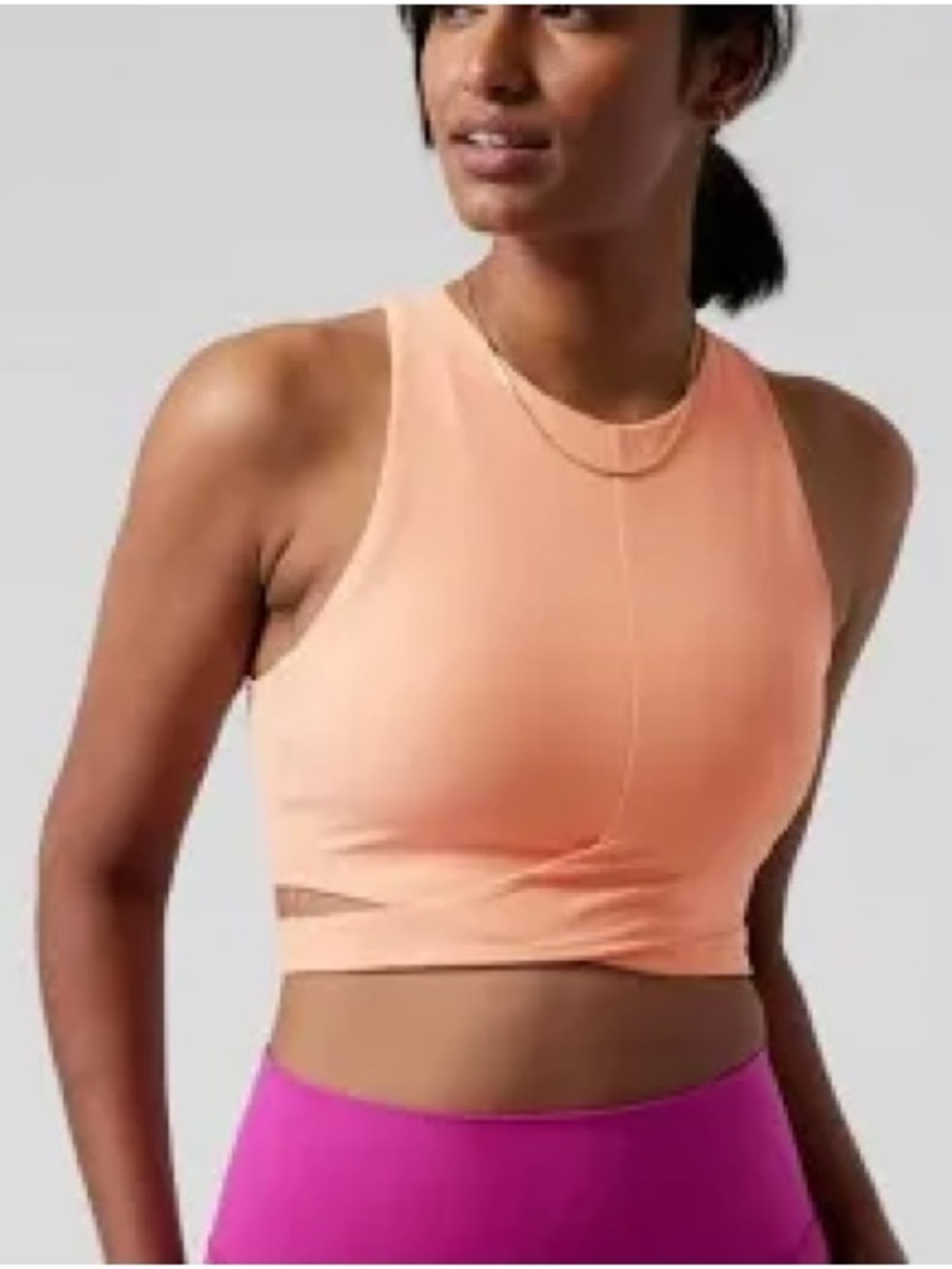 Athleta Conscious Crop Cut Out Bra Top D-DD in Bright Peach | Size Small